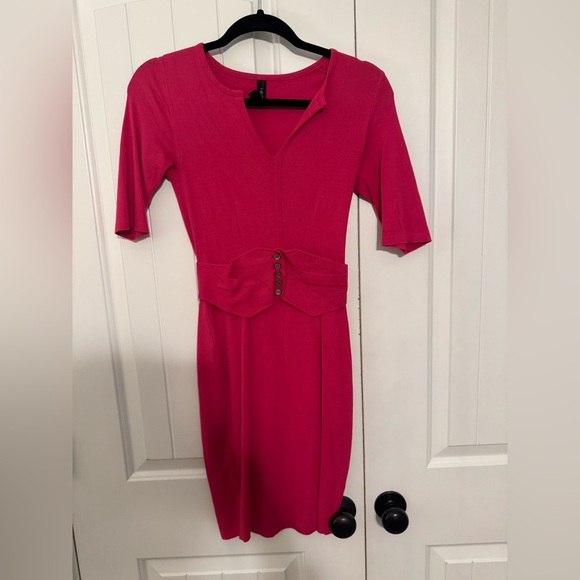 Marc Cain Pink Bodycon Belt Detail Dress - Picture 1 of 5